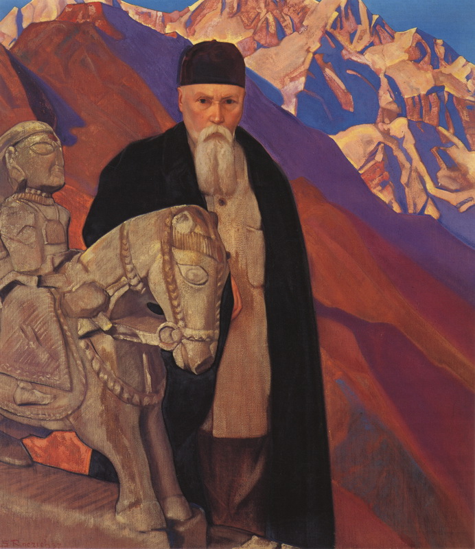 С.Н. Рерих. Николай Рерих у статуи Гуга Чохана.